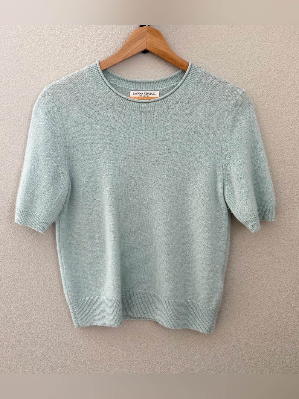 Banana Republic Cashmere Short Sleeve Sweater, Surf Spray Green - M